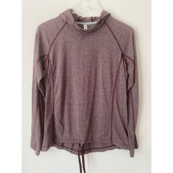 Under Armour Tops - UNDER ARMOUR HEATHERED BURGUNDY LIGHTWEIGHT HOODIE SIZE MEDIUM